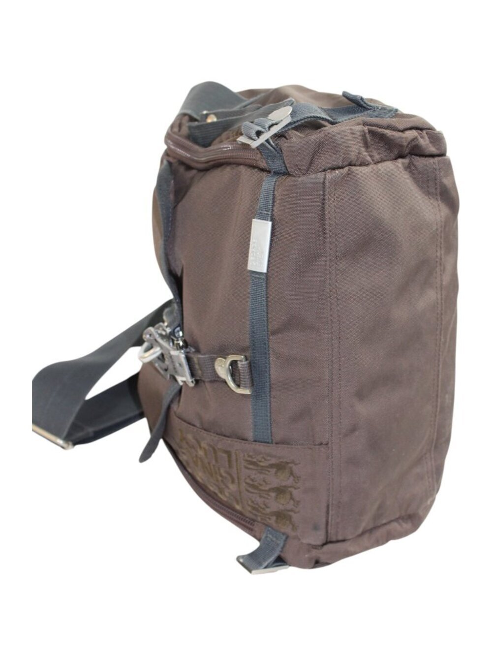 George Gina & Lucy Mr. Postman Brown Nylon Gray Canvas Messenger Satchel - Picture 8 of 9